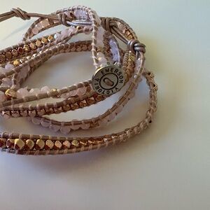 Victoria Emerson Multi-Strand Beaded Wrap Bracelet in Rose Gold and Pale Pink